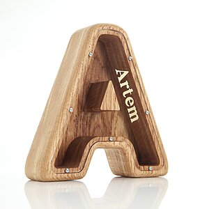 wooden letter piggy bank