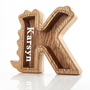 Alternative view of Letter piggy bank Dinosaur  for boys or for girls (Wooden Christmas Gifts for kids)