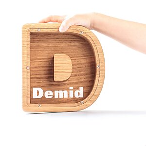 Alternative view of Wooden letter piggy bank for boys or girl