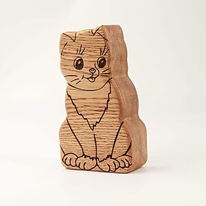 cat piggy bank wood