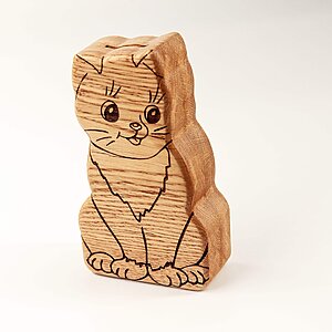 Wooden cat personalized piggy bank, coin bank cat