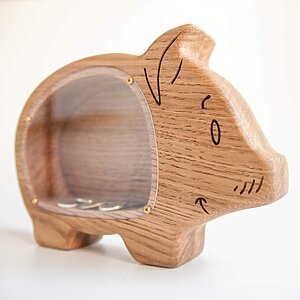 Alternative view of Wooden piggy bank  for boys or girl