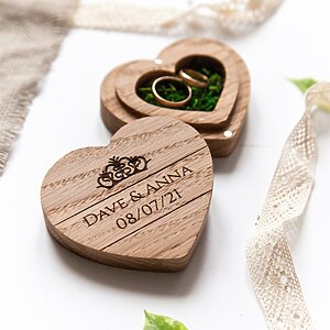 Alternative view of Heart engagement ring bearer box for wedding, Personalized ring holder,  wedding rustic ring box , custom ring bearer box