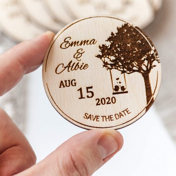 Wooden Save the Date magnet