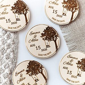 Alternative view of Wooden Save the Date magnet