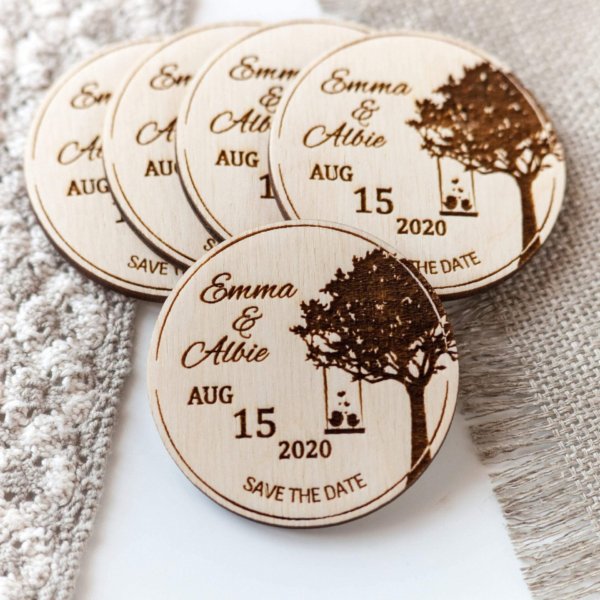 Wooden save the date magnets