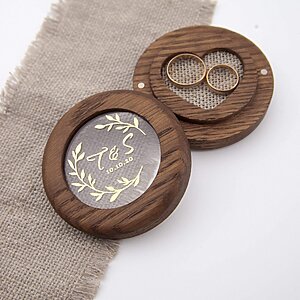Wedding ring box, ring pillow, ringkissen, double ring bearer box, wedding wood decoration