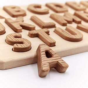 Alternative view of Wooden alphabet puzzle for toddlers