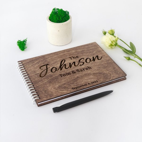 Wedding wooden guest book custom