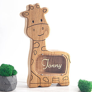 giraffe wooden piggy bank 4 year old birthday gift girl boys