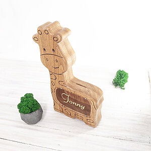 Giraffe wooden extra large piggy bank best toy for 1 year old