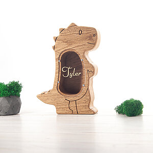 Trex dinosaur personalized piggy bank boy unusual gifts for 5 year olds