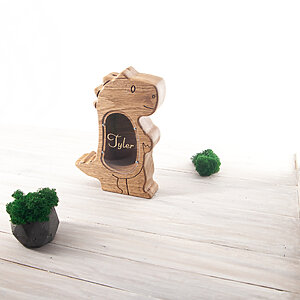 dinosaur personalized piggy bank for girl nursery room decor