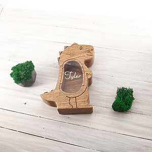Wooden dinosaur coin bank gifts for two year olds