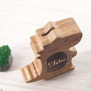wooden dinosaur piggy bank baby boy nursery decor