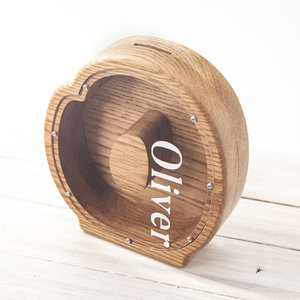 wooden personalized piggy bank
