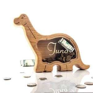 wooden Dinosaur Personalized piggy bank baby boy gifts