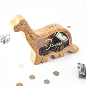 wooden dinosaur piggy bank, money saving box top toys for 3 year olds