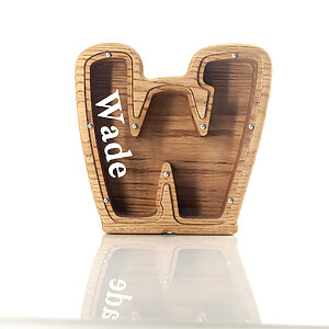 wooden letter piggy bank