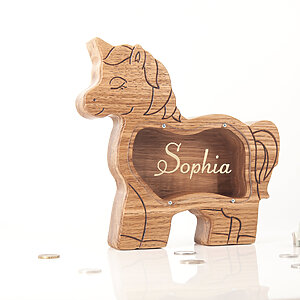 customized piggy bank wooden Unicorn, big coin bank