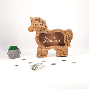 woodland nursery decor unicorn coin bank