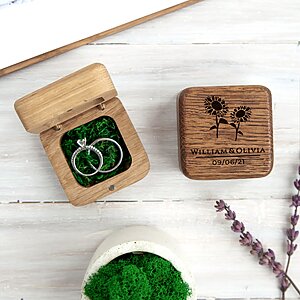 Engraved engagement ring holder, ring bearer box