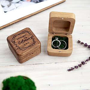 Engraved Custom Ring Pillow Alternative with Moss