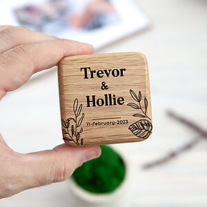 Alternative view of Wooden ring box for wedding ceremony, Engraved engagement ring holder, ring bearer box ideas custom, Alternative Ring wood cushion, ring bearer pillow