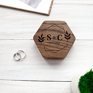 Dark wooden ring holder box