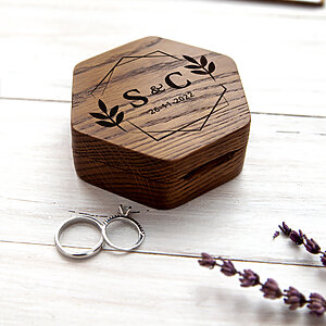 Dark wooden ring bearer box ideas