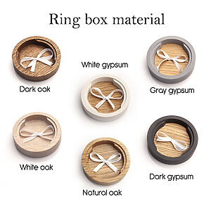 Alternative view of Wedding gypsum ring bearer pillow round with oak insert