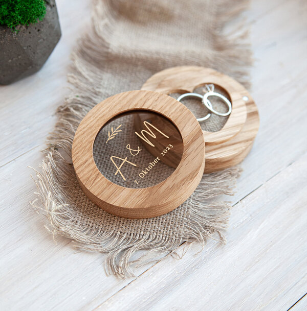 Wedding ring box wooden personalized