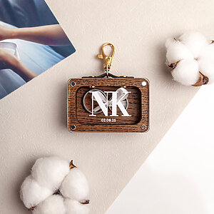 Dog ring box shown open with magnetic lid off