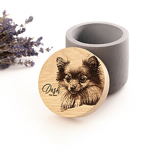 small gypsum pet urn with custom engraving