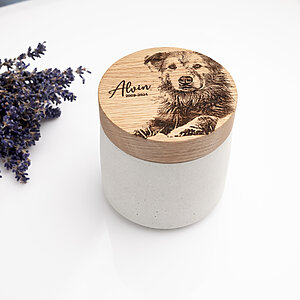 concrete pet ashes urn with personalized message