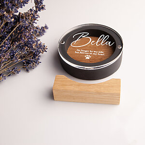 Pet memorial box personalized round keepsake